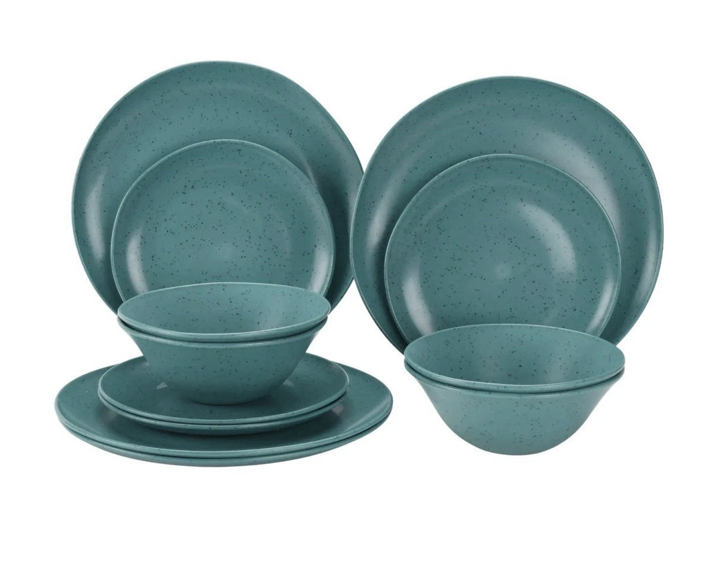 12-Piece Eco-Friendly Dinnerware Set, Aqua, Service For 4