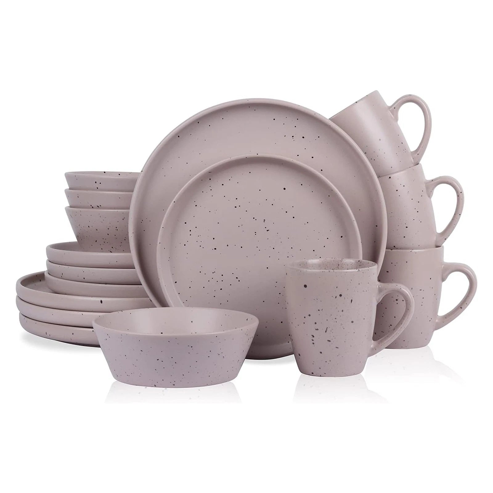 Stone Lain Jade Stoneware 16 Piece Dinnerware Set with Service for 4, Taupe